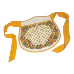 Vintage 1970s Gourmet Gallery Half Apron Mushroom & Veggie Print Quilted Cotton